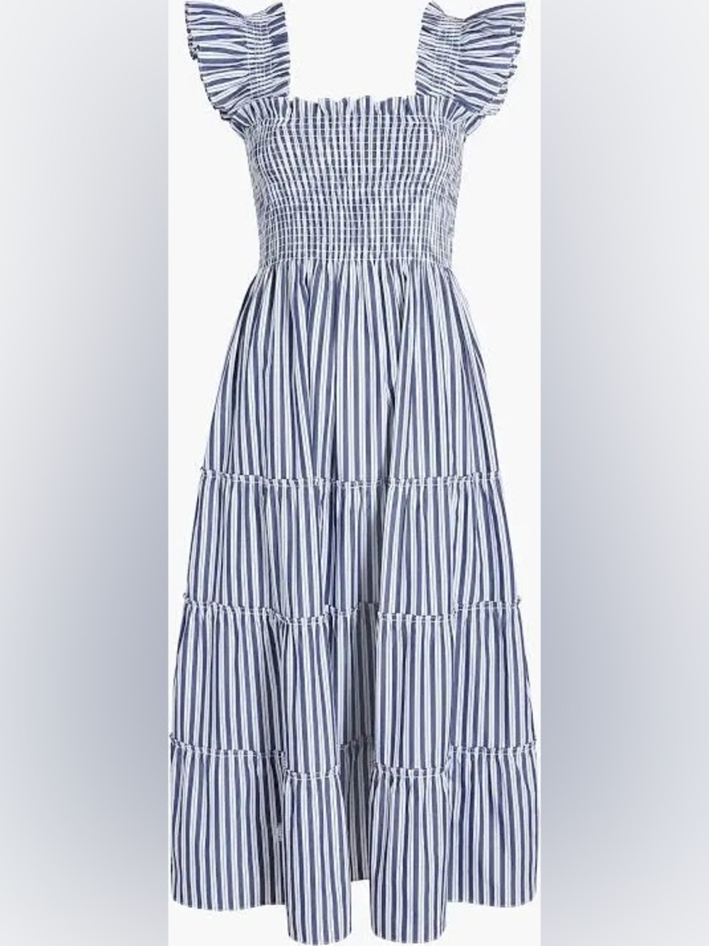 Hill House Home Ellie Nap Dress Blue Stripe Smocked Midi Size M